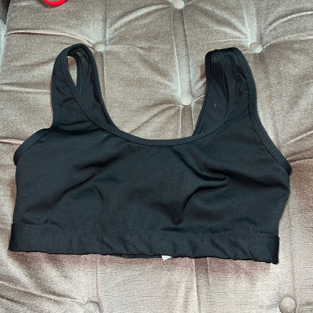 Aerie black sports bra with mesh back